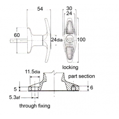 T Chrome Handle Front Fix Locking K268