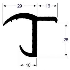 Pan Door Seal Rubber J Section Single Leg