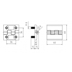60 x 60mm Zinc Screw-on Hinge w/M8 Studs