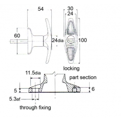 T Chrome Handle Front Fix Locking KD