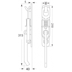Over Centre Catch ZP Steel C/W Hook