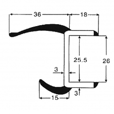 Pan Door Seal Plastic & Rubber H Section 26